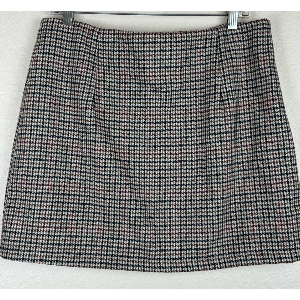 Wool Blend Houndstooth Fully Lined Mini Skirt Siz… - image 2